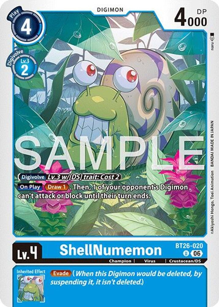 2026 Digimon Card Game: BT-26 - ShellNumemon (#BT26-020 U, Uncommon, Near Mint)