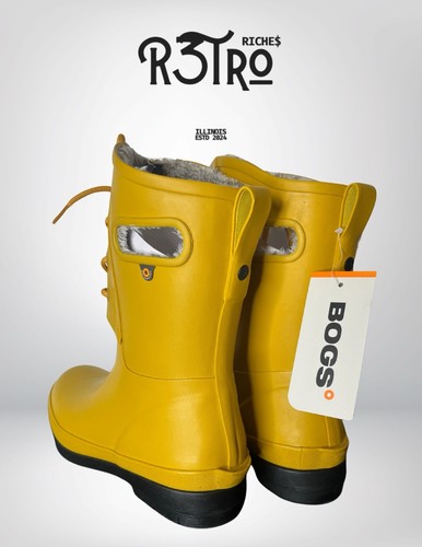 BOGS Amanda Plush Ii Lace Up Rain / Snow Boots Yellow Size 7 NEW Waterproof - Picture 2 of 4