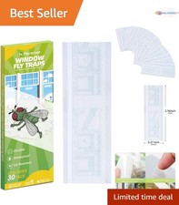 30-Pack Window Fly Traps Sticky Paper Clear Indoor House Pest Control
