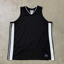Vintage Adidas Basketball Mesh Jersey Tank Top Mens XL Black White Sleeveless