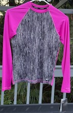 Nike Swim Girls L Large 11-13 Yrs Rush Heather Long Sleeve Rash Guard Pink NWT