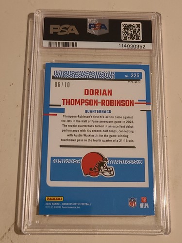 2023 Donruss Optic Dorian Thompson-Robinson Rated Rookie TRUE GOLD /10 DTR PSA 9 - Picture 2 of 2