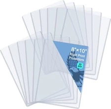 20 Pack 8" x 10" Rigid Print Protectors Clear Hard Plastic Page Sheet Protect