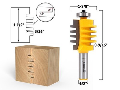 1-1/2'' Easy Setup Finger Joint Router Bit - 1/2'' Shank - Yonico 15141