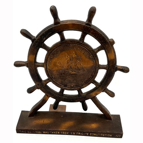 U.S. Frigate Constitution Bookend 1927 Old Ironsides Materials Taken From Ship