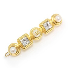 CHANEL AB5166 resin pearls CC Logo Hair Clip