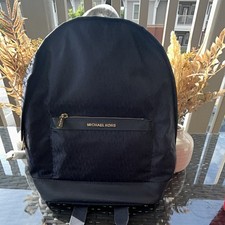 Michael Kors Medium Navy Monogram Backpack Zi...