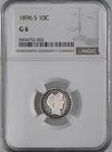1896-S  10C BARBER SILVER DIME  "SAN FRANCISCO"  NGC G6   #8404752-003  LOOKS VG