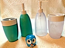 S345 -RE - 2 Tooth Brush Holders & 2 Soap Pumps &  1 OWL Toothbrush Holder
