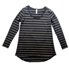 LuLaRoe Lynnae Size XS Black Gray Stripe Long Sleeve Tunic NWT