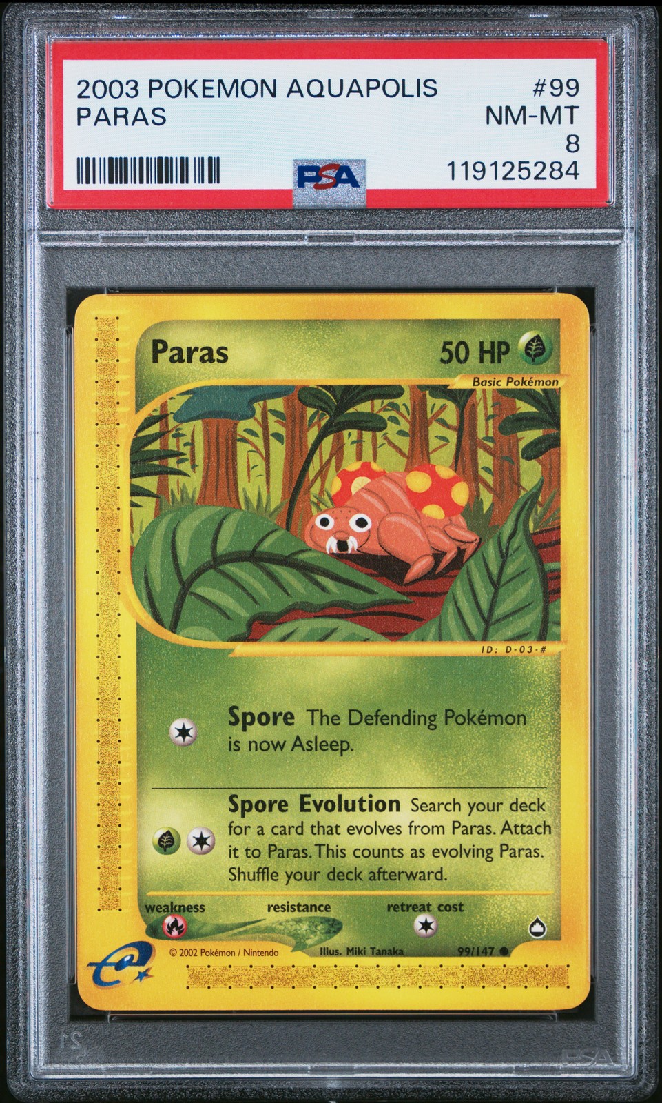 2003 POKEMON AQUAPOLIS #99 PARAS PSA 8