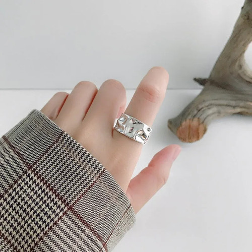 Sterling Silver Open Ring Gold Tone Geometric Asymmetric Lines Women Jewelry - Picture 72 of 87