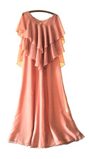 Ronald Joyce VINTAGE Peach Ladies Long Evening Dress from 1970s Size UK 12/14
