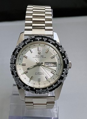 Rare RICOH Dynamic Wide World Time Model 3046 Automatic Day/Date 21 Jewels