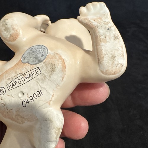 Vintage 1960 Napco Piano Baby Porzellan Figur #IC4909L krabbelnde gelbe Schleife Rarität - Bild 11 von 17