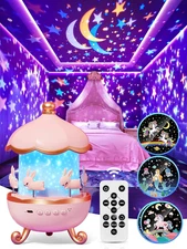 Night Light  Carousel Music Films Colors Star Projector Remote Star for Ceiling 