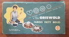 Vtg GRISWOLD Cast Iron Patty Molds Set of 2 in Original Box + 3 Extra , Recipe