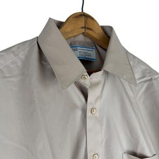 Vintage Sears Perma-Prest Tan Beige Long Sleeve Button Down Work Shirt Mens XL