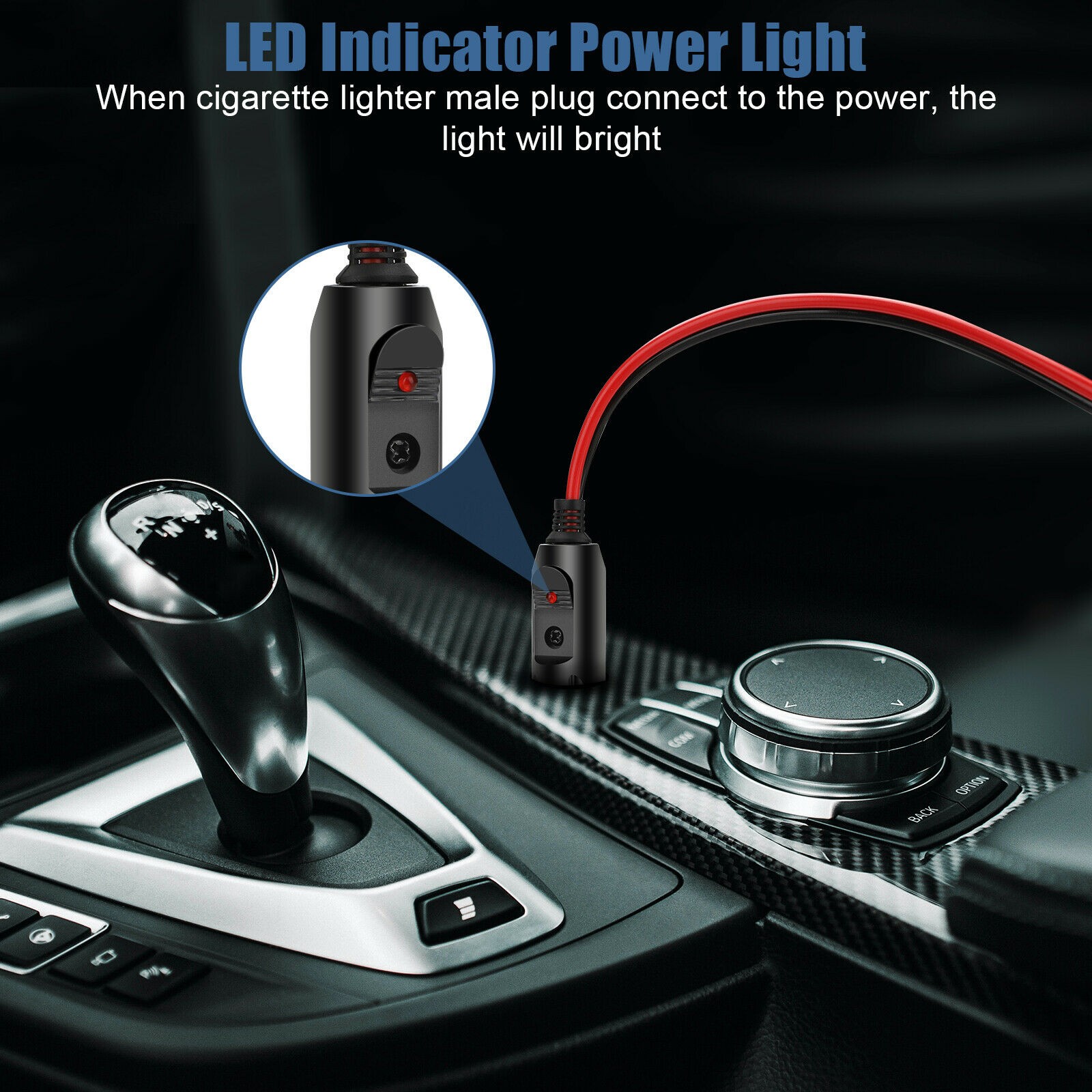 2PCS DC 12V/15A Fused Car Cigarette LED Lighter Adapter Power Male Plug W/ Leads