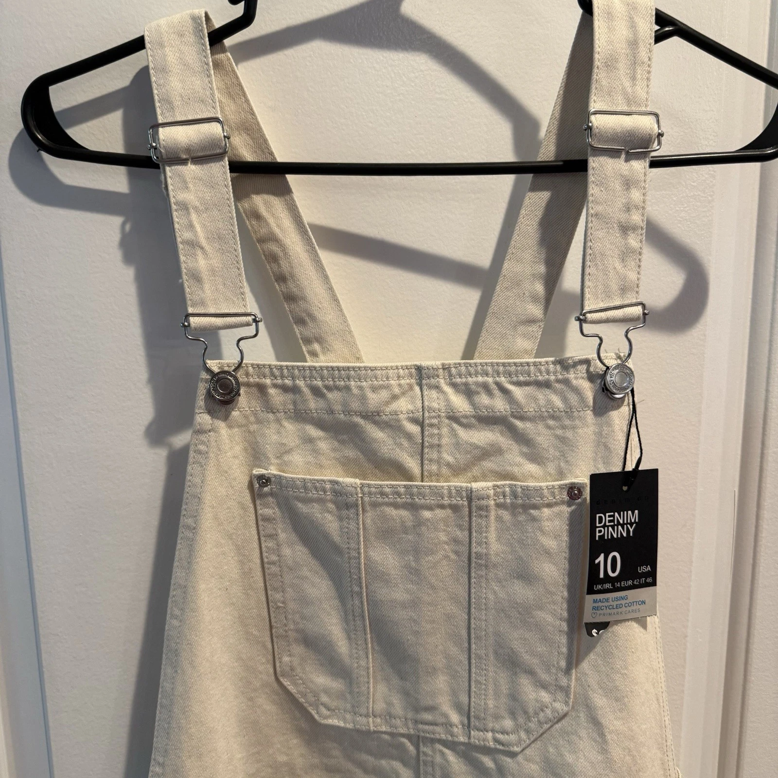 OFF WHITE Abito completo donna junior classico denim bavaglino 10 tasche bianco sporco adorabile nuovo con etichetta