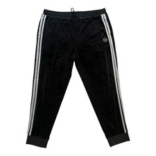 Sergio Tacchini Black Velour Track Pants Side Stripe Joggers Men  s 2XL