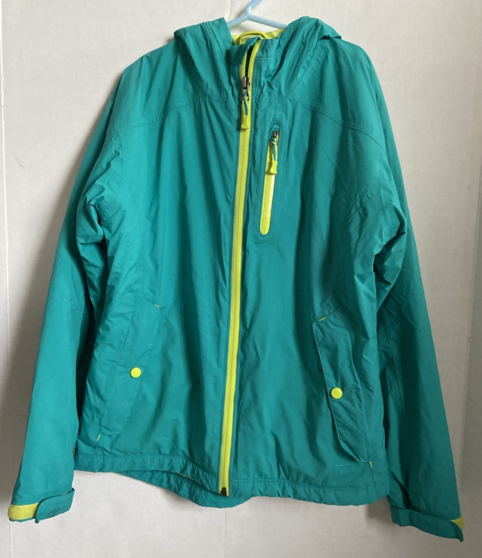 Girl's REI Lightweight Quilted Hooded Jacket Size Medium 10-12 Teal/Green used