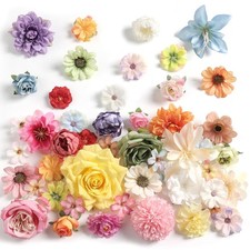 Fake Flower Heads for Crafts - Multi Silk Artificial Roses, Peonies, Daisies ...