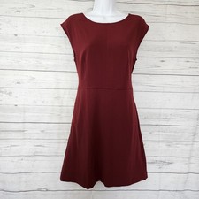 Ann Taylor LOFT Womens Dress Sz 4 Solid Wine Red Tie Back