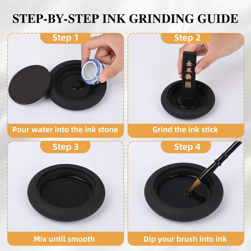 Juego de caligrafía china 10 piezas pincel pluma tinta piedra Sumi kit de pintura para principiantes Foto 3 de 4