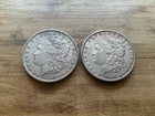 US Morgan Silver Dollars 2 coins circulated details Pre 1904 Lot F2