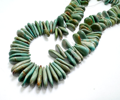 #ad Natural Green Graduated Flat Back Pear Hubei Turquoise Gemstone Beads PGS370 $118.40