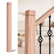 3.5" x 47" Oak Wood Stair Newel Post with a Single Groove Notched Newel Wood ...