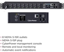 CyberPower PDU41001 Switched PDU, 100-120V/15A 8 Outlets, 1U Rackmount