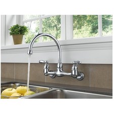 Wall Mount Kitchen Faucet, Chrome Finish