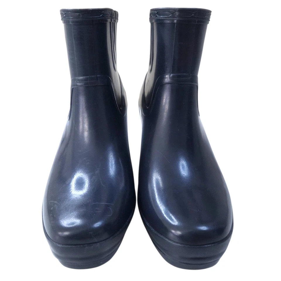 Hunter Aston Brillo Cuña Bota de Lluvia Botines Mujer 6 Azul Marino Tacón de Goma Foto 4 de 4