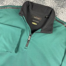 Greg Norman Sz XL Waterproof 1/4 Zip Pullover Jacket Green Play Dry Shark Teeth
