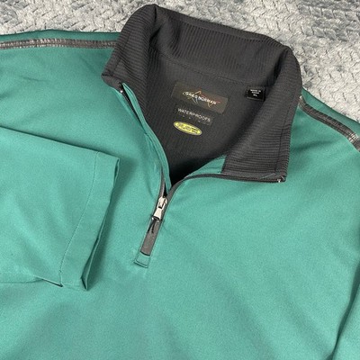 Greg Norman Sz XL Waterproof 1/4 Zip Pullover Jacket Green Play Dry Shark Teeth