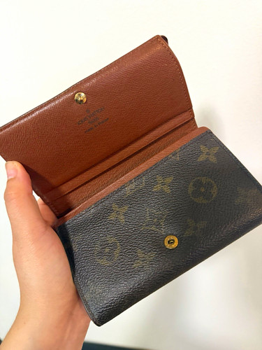 Louis Vuitton Monogram Brown Snap Wallet w/ Zip Coin Pocket Folding Women's