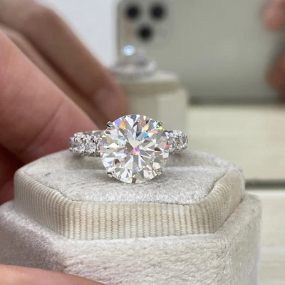 3 Carat Round Lab Grown Diamond Engagement Ring | 14k White Gold VVS VS - Image 1 of 4