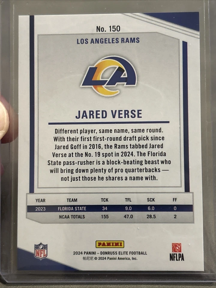 Jared Verse Rams 2024 Donruss Elite Orange Rookie Card /399 - Image 3 of 3