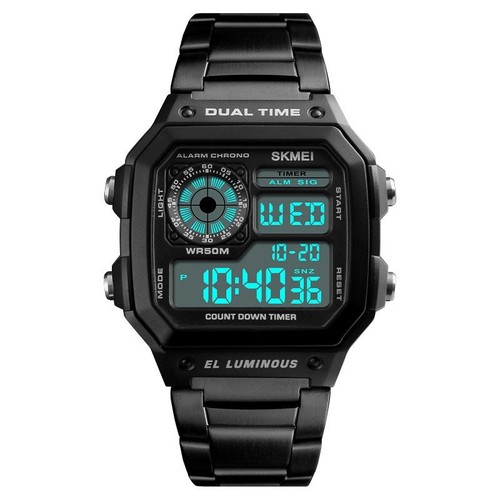 Men Digital LED Watch Date Waterproof Stainless Steel Military Sport Wrist Watch - Picture 13 of 15