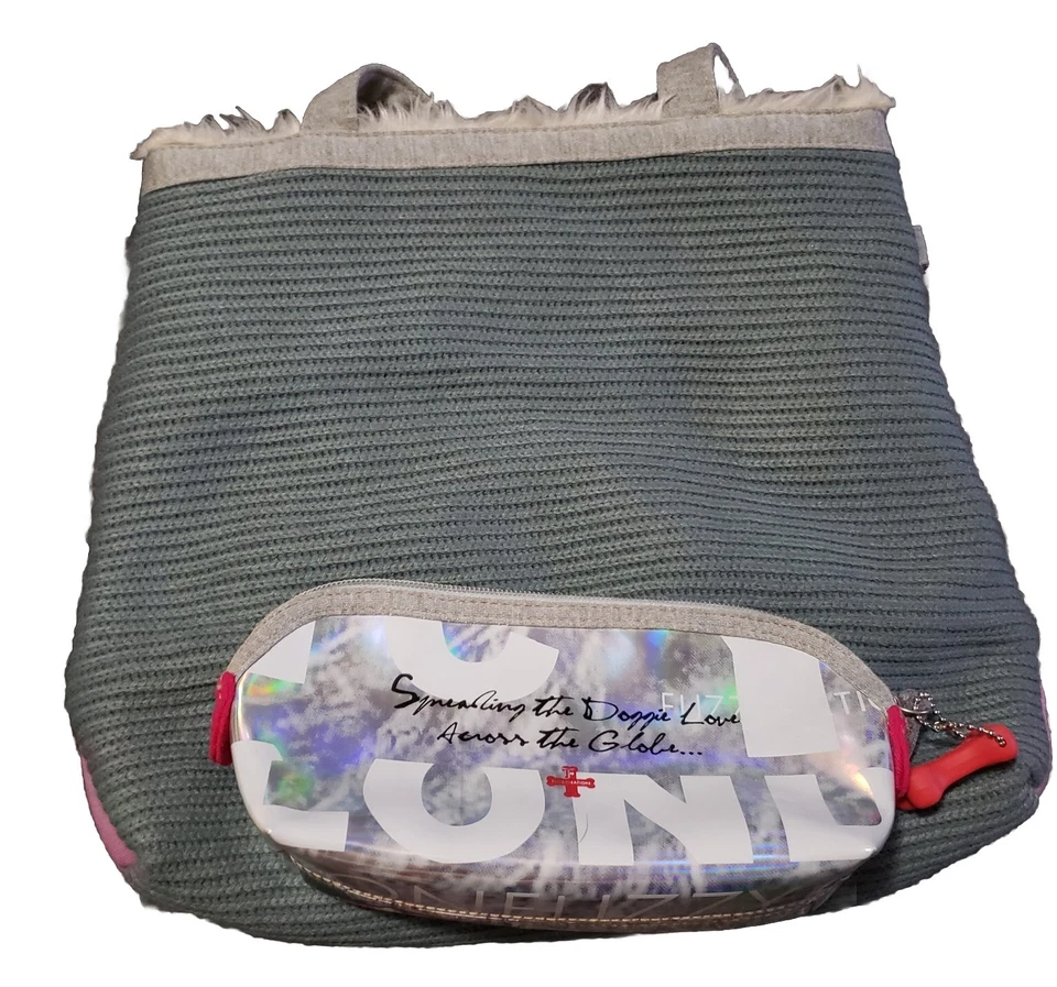 Fuzzy Nation White Gray Yorkie Dog Medium Tote Purse & Makeup Bag Unique Winter - Image 3 of 4