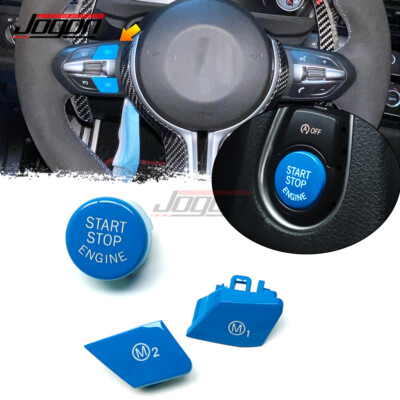 Gloss Blue For BMW M3 M4 M5 M6 X5M X6M F80 F87 Steering Wheel Start M1 M2 Button