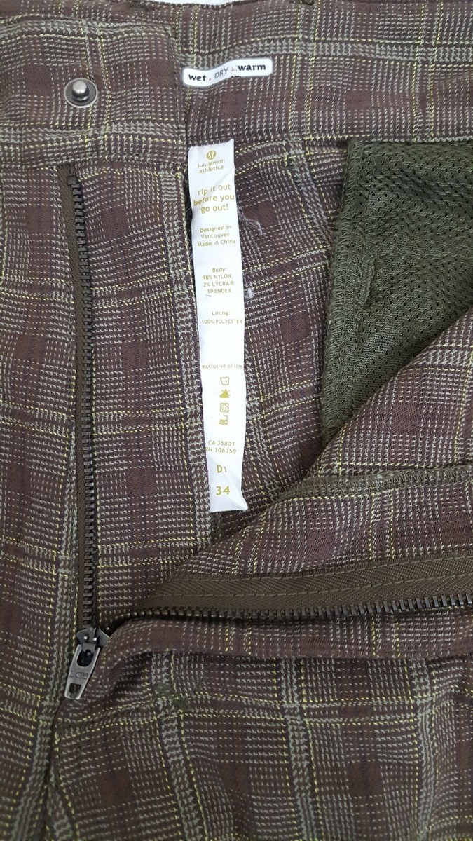 ユウ LULULEMON Wet Dry Warm Mens Checkered Multi Color Casual Chino