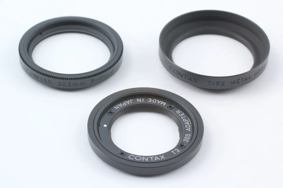 ALL Black [TOP MINT] Contax T3 30.5mm Adapter + P Filter + Lens Hood From JAPAN - Image 3 of 4