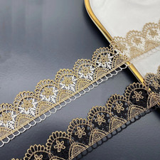 1 5/8"Embroidery Two-color Flower Fabric Lace Ribbon select color price per yard