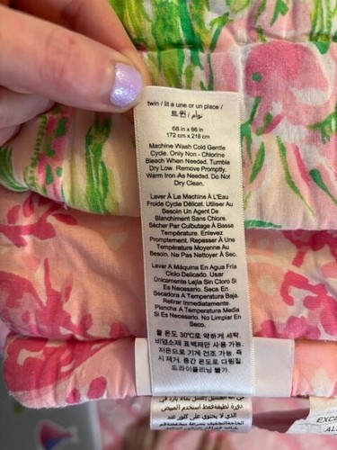 Pottery Barn Kids Lilly Pulitzer Twin Patchwork Quilt On Parade Pink Green - Picture 7 of 10