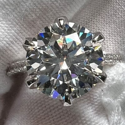 4.58 TCW Round Cut Moissanite Big Stone Engagement Ring 14K White Gold Plated