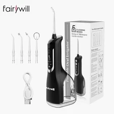 Fairywill Cordless Water Flosser Irrigator Dental 330ML Teeth Cleaner 4 Jet Tips