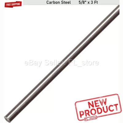 Steel Round Rod 5/8'' x 3 Feet Unpolished Cold Finish Rod Alloy 1018 Solid Stock
